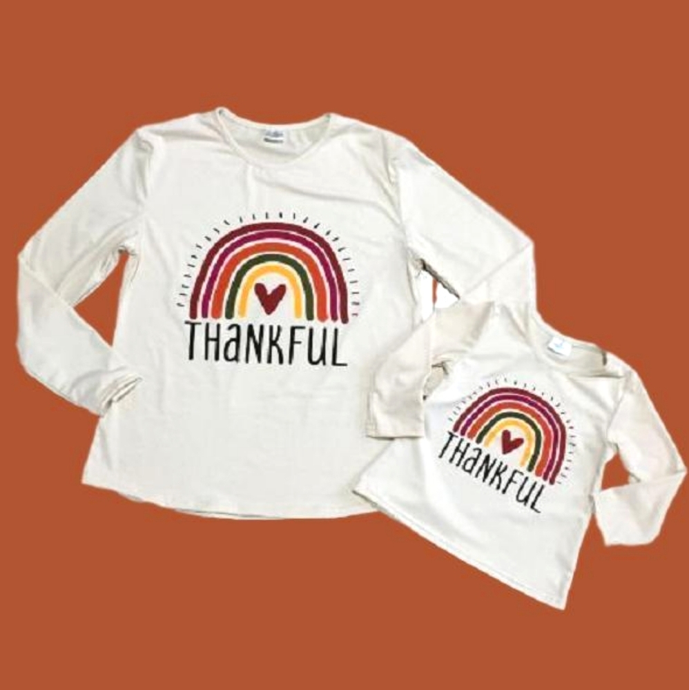 ADULT - Mommy and Me Thankful Rainbow Shir…